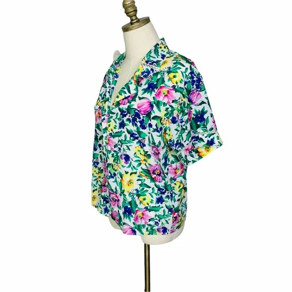 Vintage VS Victoria's Secret Gold Label Floral Sleep Top SMALL 2623 - Picture 3 of 7